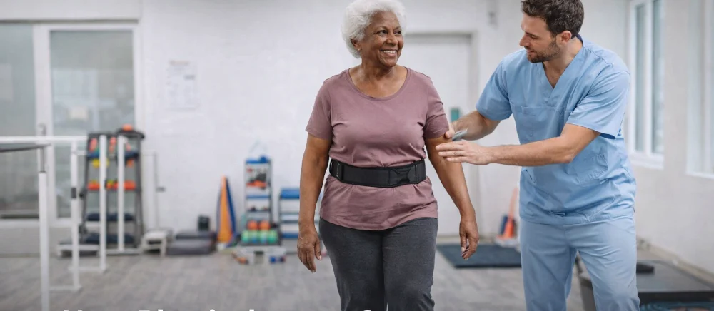 Physiotherapist helping patient improve balance, Oakville Physiotherapist helping patient improve balance, Oakville