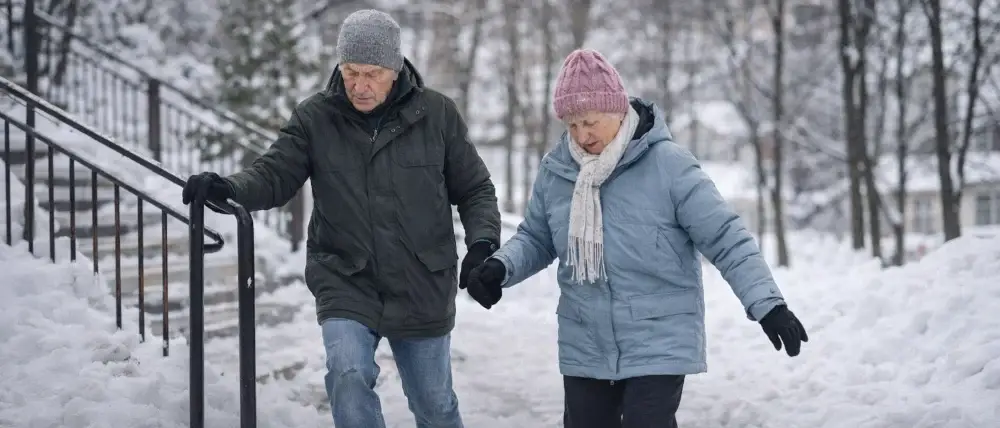 elderly couple walking outdoors with physiotherapist, Oakville elderly couple walking outdoors with physiotherapist, Oakville